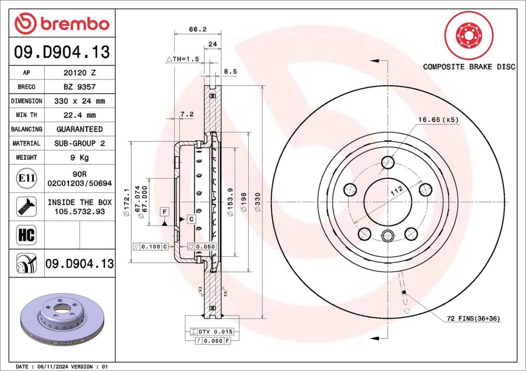 Discos de freno BREMBO ref. 09.D904.13