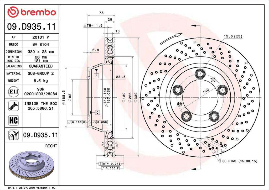 Discos de travão BREMBO ref. 09.D935.11