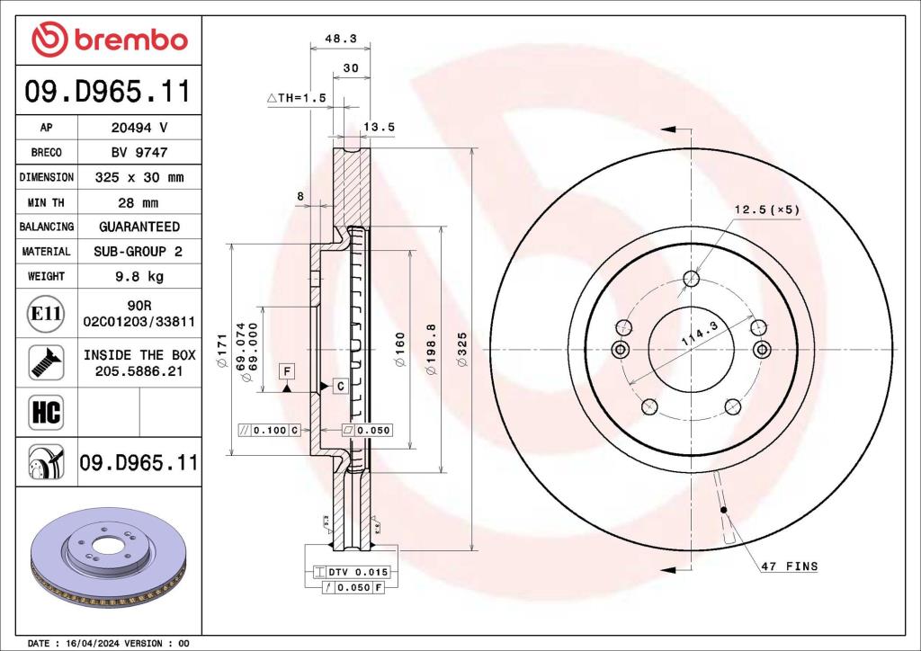 Discos de freno BREMBO 09.D965.11