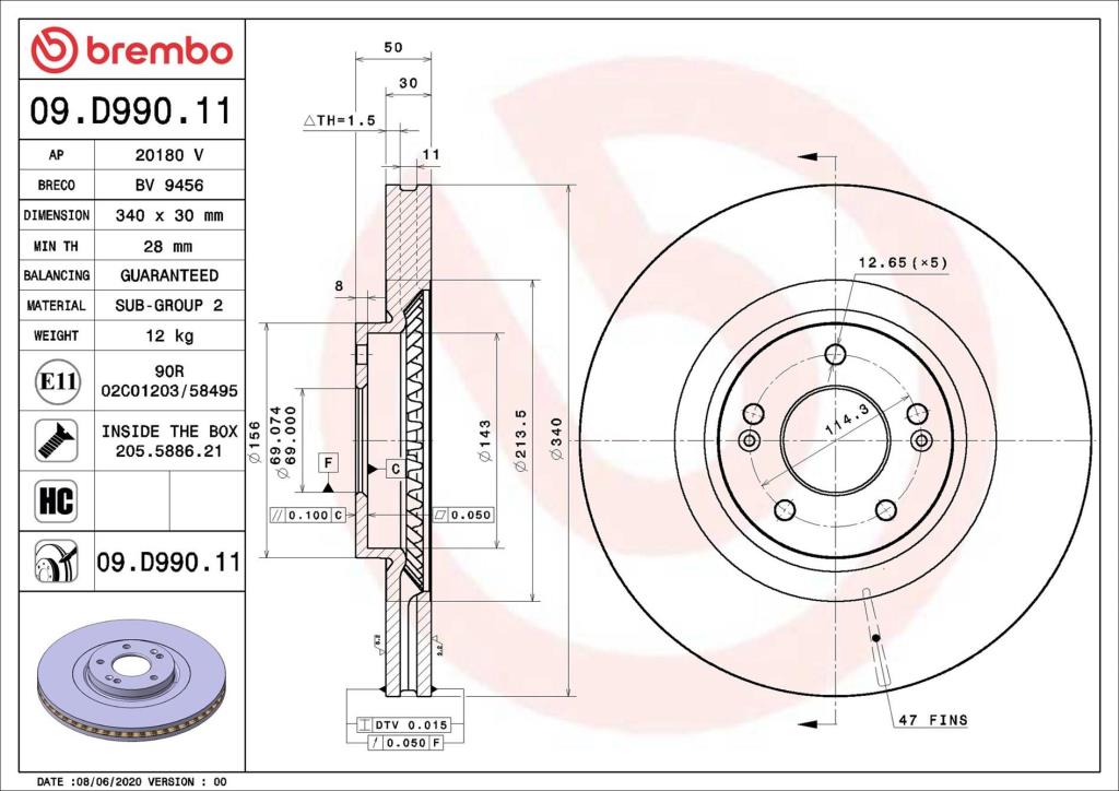 Disques de frein BREMBO 09.D990.11
