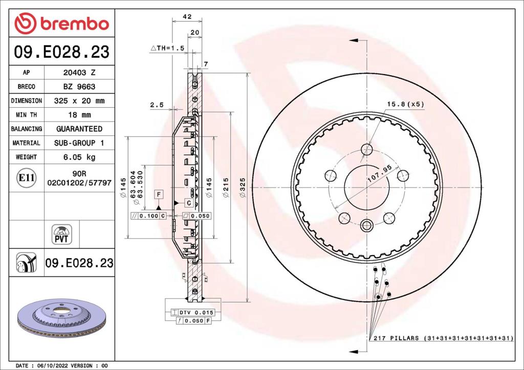 Discos de freno BREMBO ref. 09.E028.23