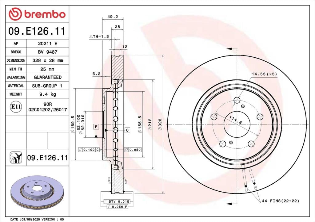 Discos de freno BREMBO ref. 09.E126.11