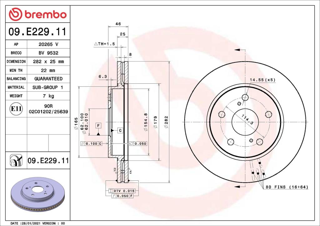 Discos de freno BREMBO ref. 09.E229.11