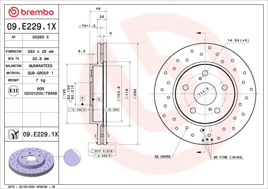 Discos de freno BREMBO ref. 09.E229.1X