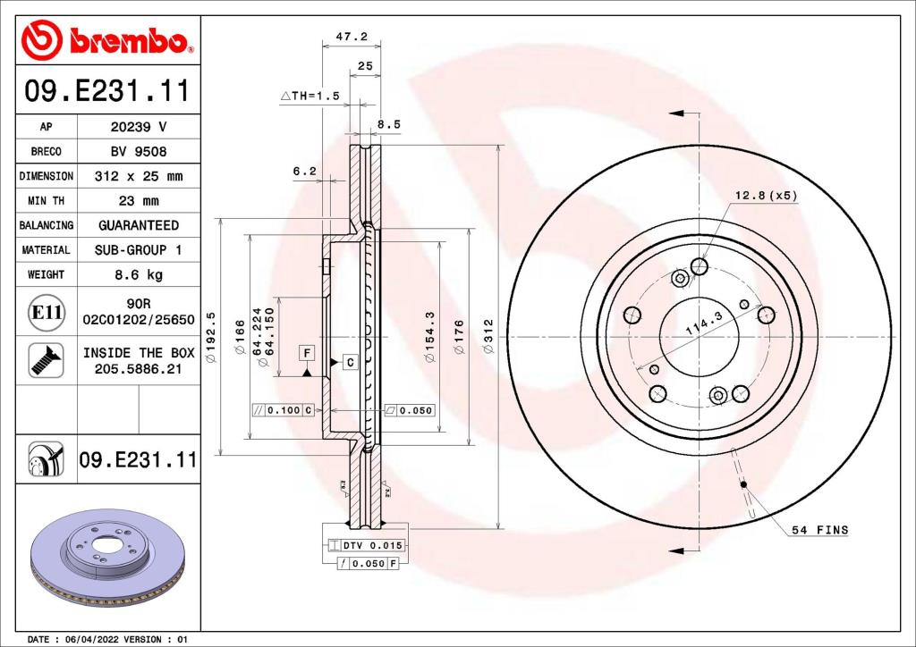 Discos de freno BREMBO ref. 09.E231.11