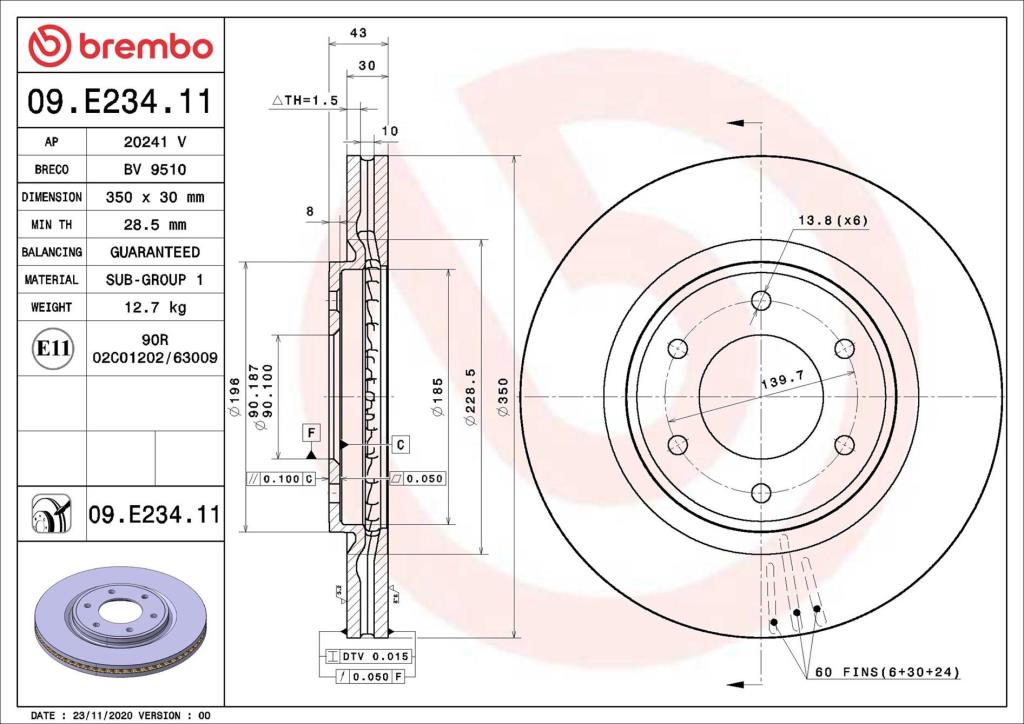 Discos de freno BREMBO ref. 09.E234.11