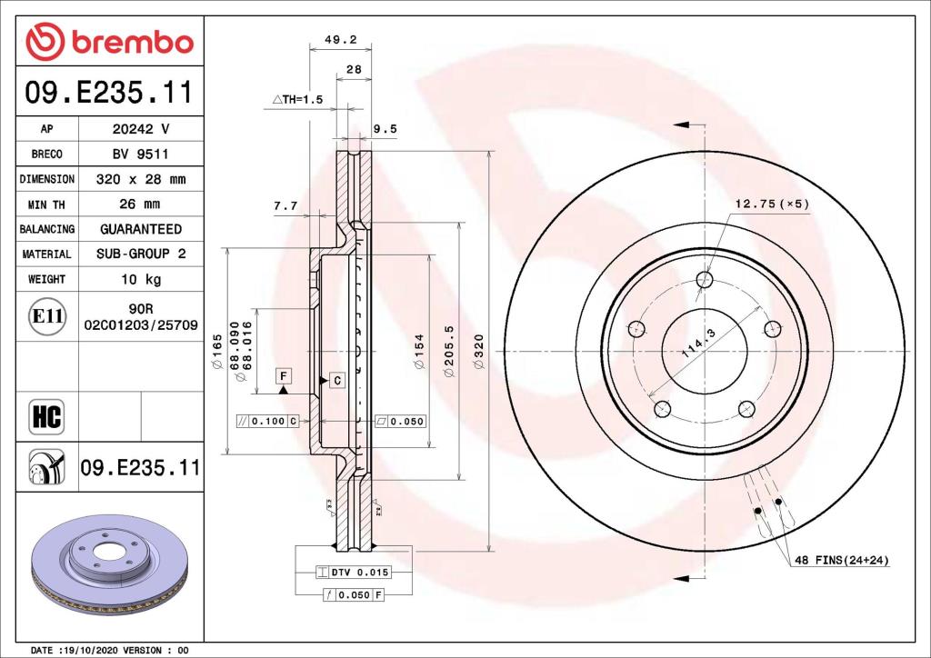 Discos de freno BREMBO ref. 09.E235.11