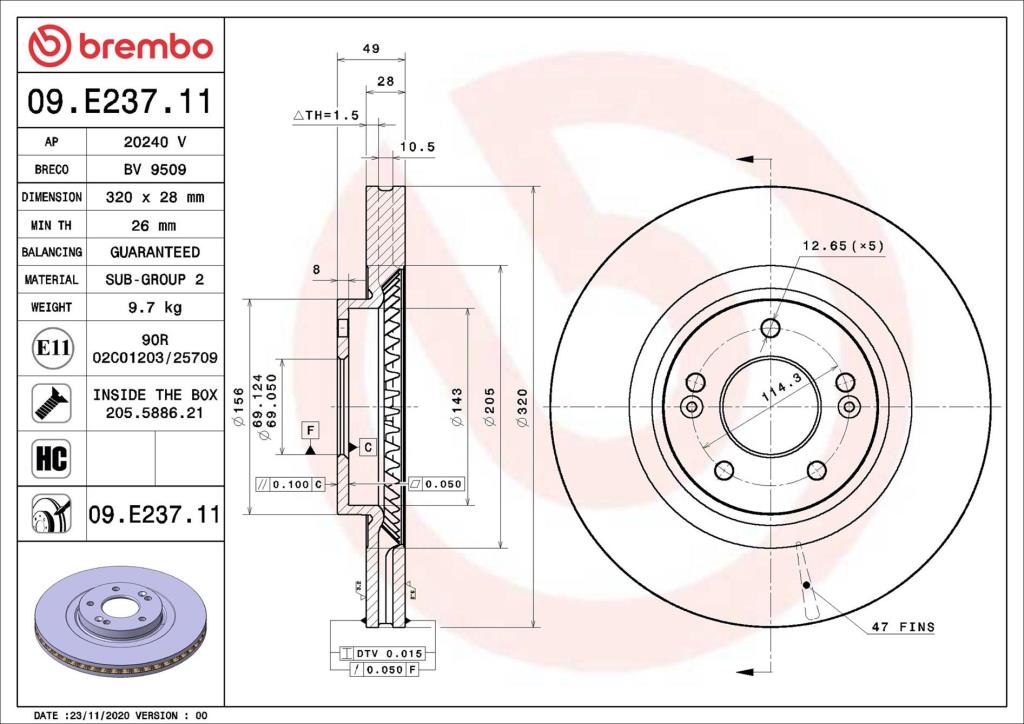 Discos de freno BREMBO ref. 09.E237.11