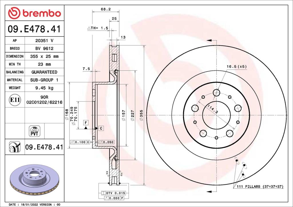 Discos de freno BREMBO ref. 09.E478.41