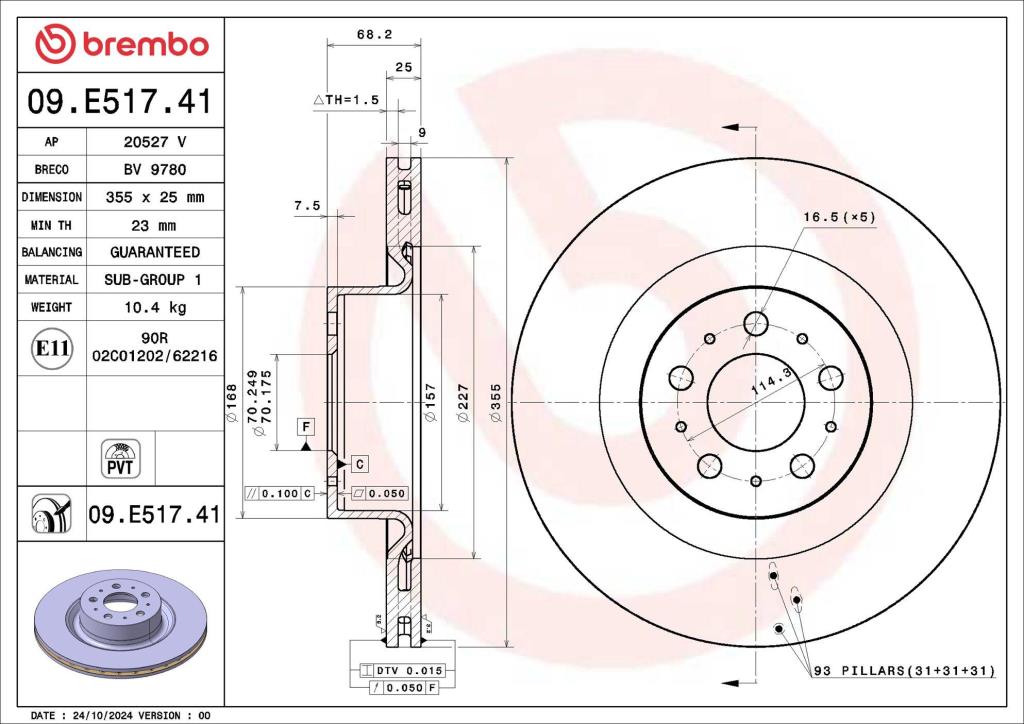 Discos de freno BREMBO ref. 09.E517.41