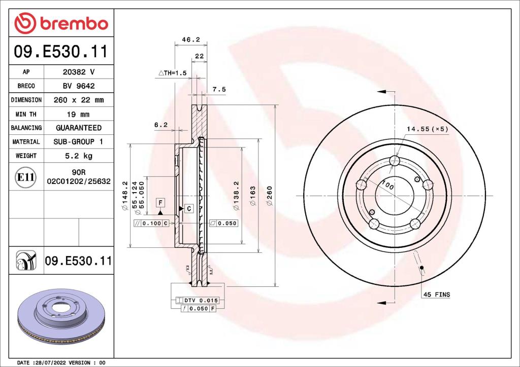 Discos de freno BREMBO ref. 09.E530.11
