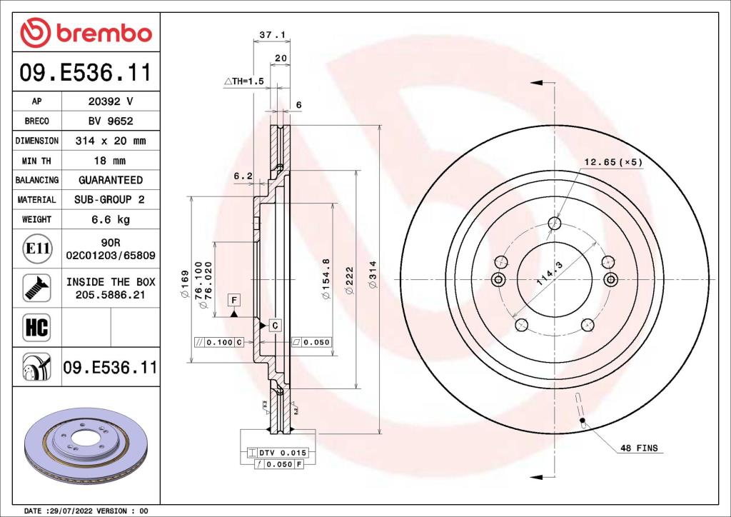 Discos de freno BREMBO ref. 09.E536.11