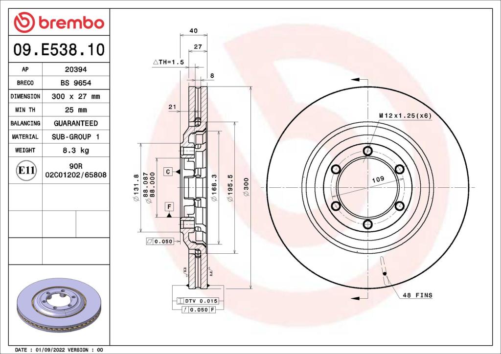 Discos de freno BREMBO ref. 09.E538.10