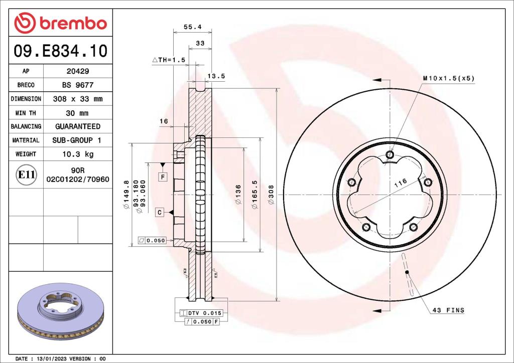 Discos de freno BREMBO ref. 09.E834.10