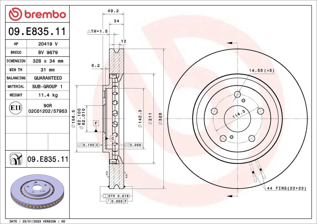 Discos de freno BREMBO ref. 09.E835.11