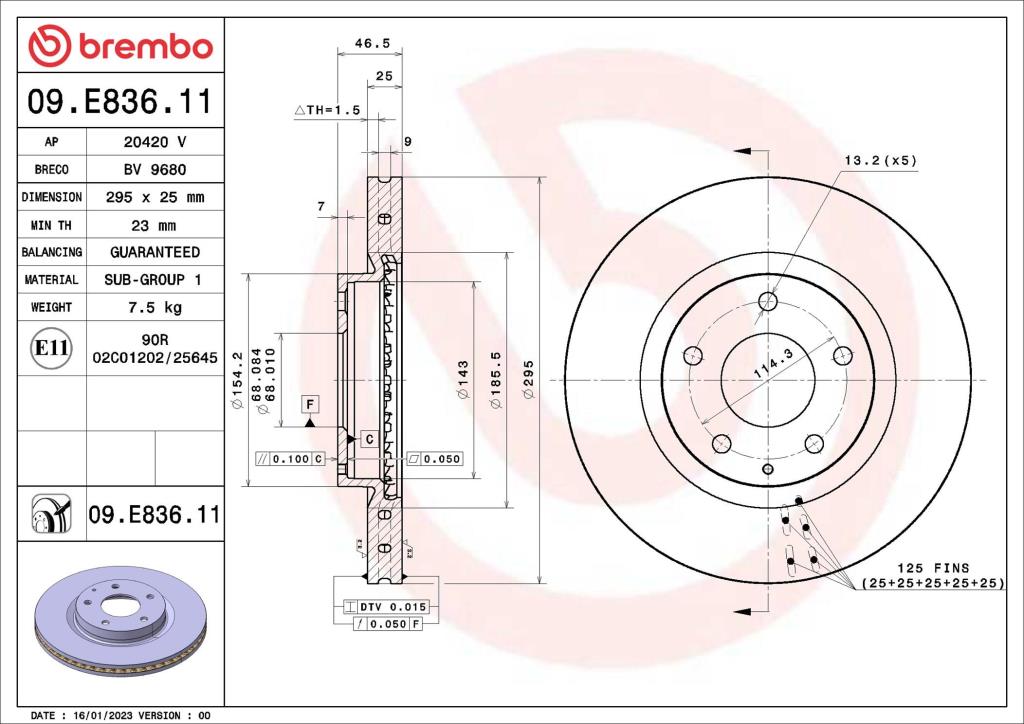 Discos de freno BREMBO ref. 09.E836.11