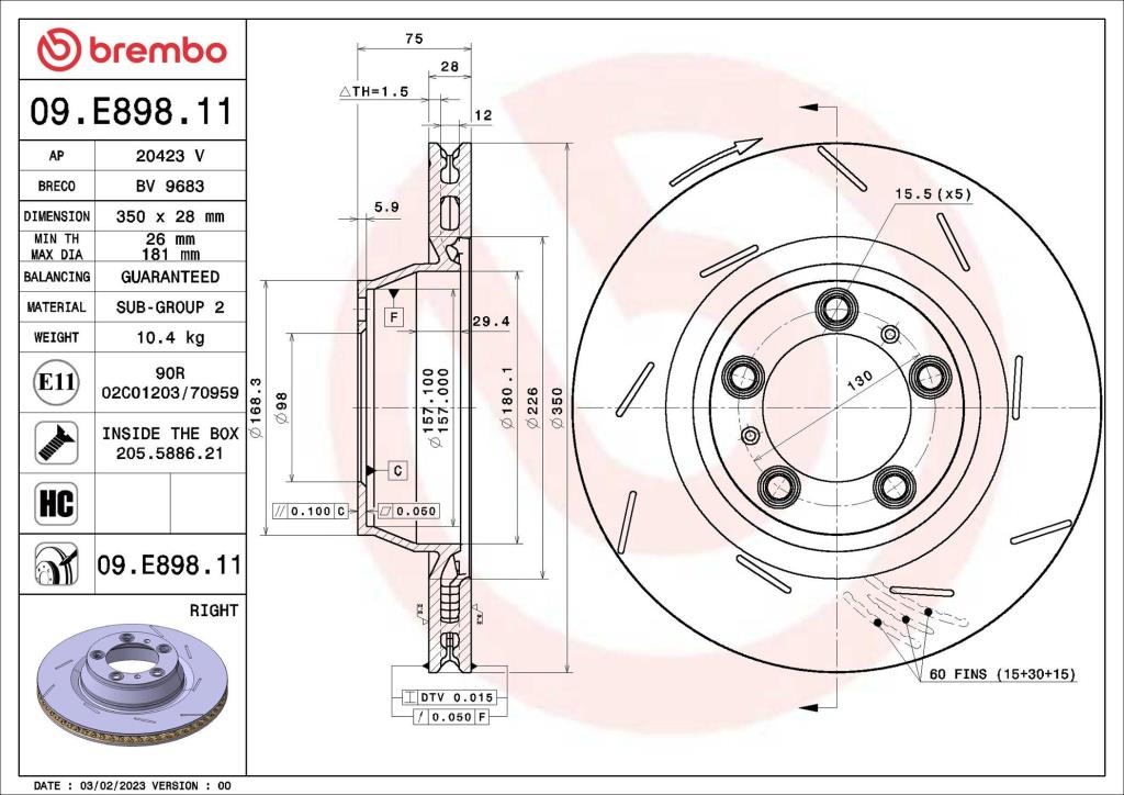 Discos de freno BREMBO ref. 09.E898.11