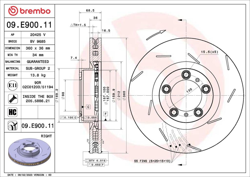 Discos de freno BREMBO ref. 09.E900.11