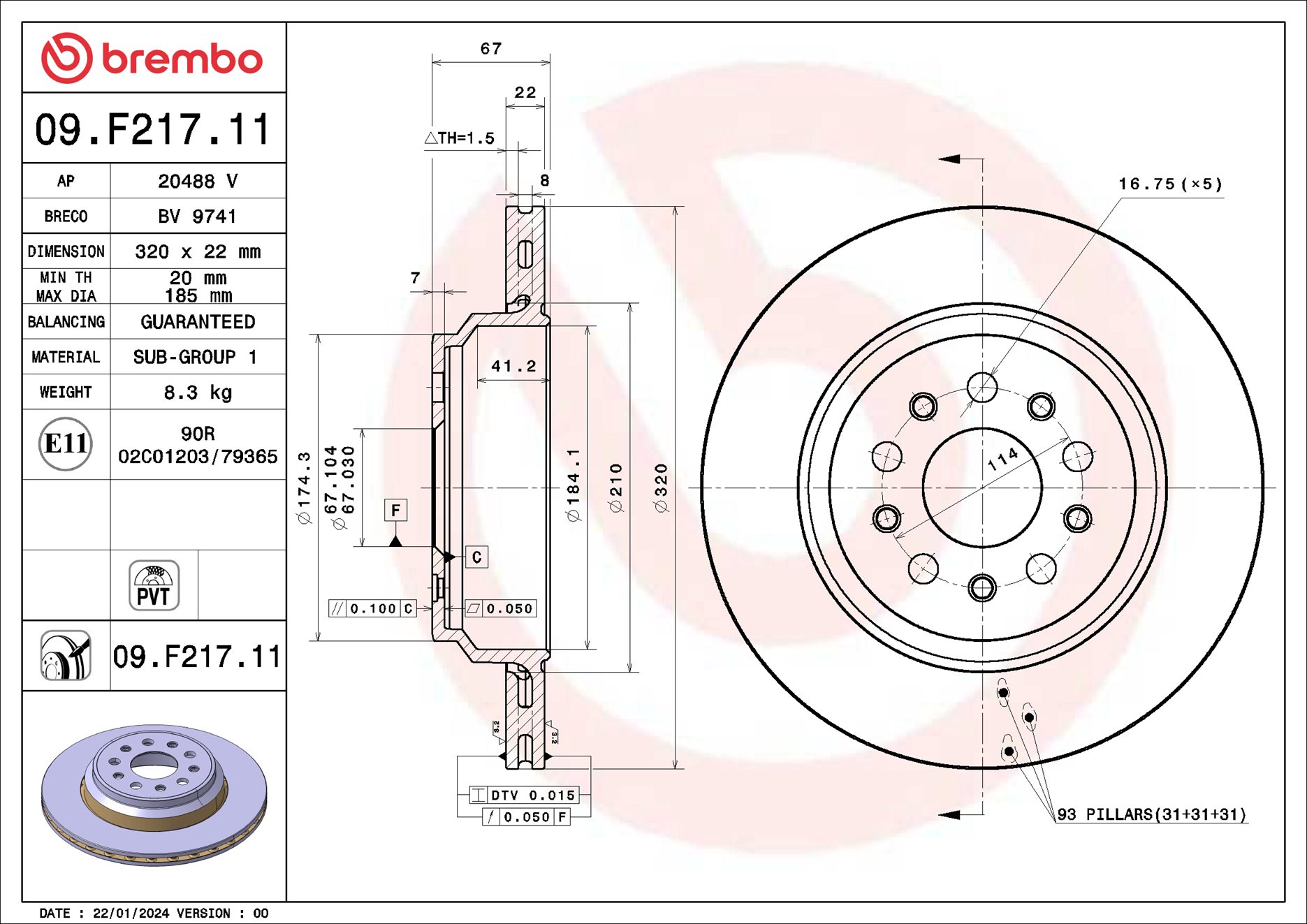 Discos de travão BREMBO ref. 09.F217.11
