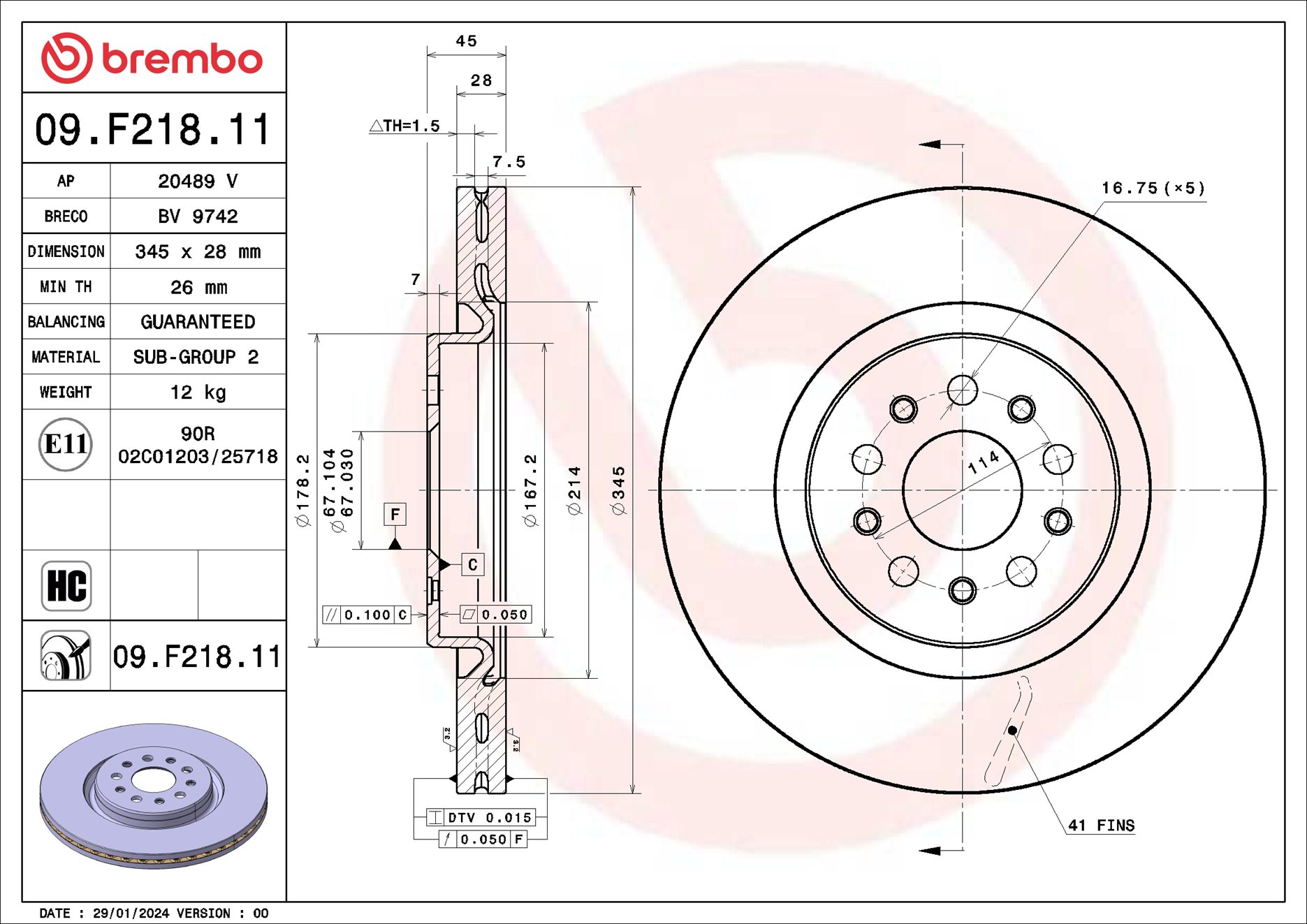 Discos de travão BREMBO ref. 09.F218.11