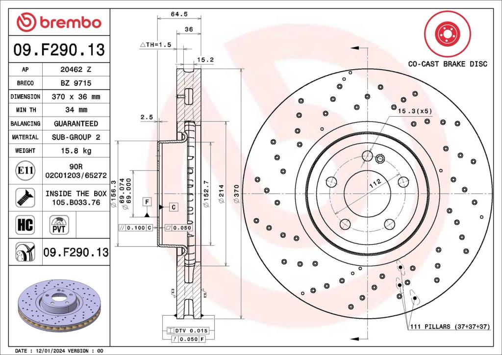 Discos de travão BREMBO ref. 09.F290.13