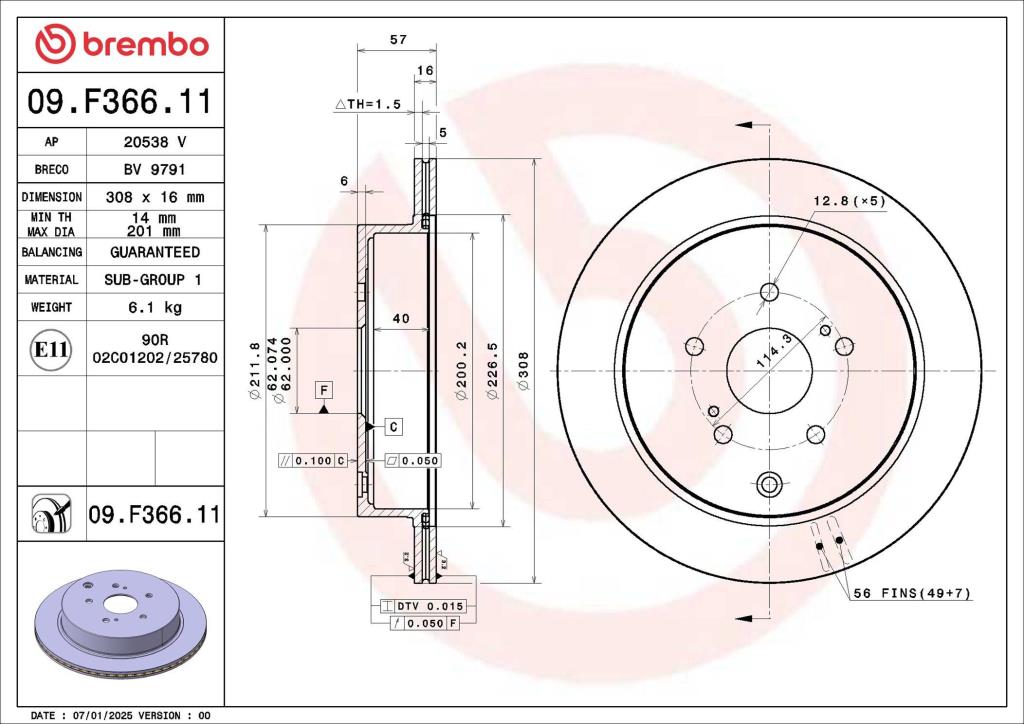 Discos de travão BREMBO ref. 09.F366.11