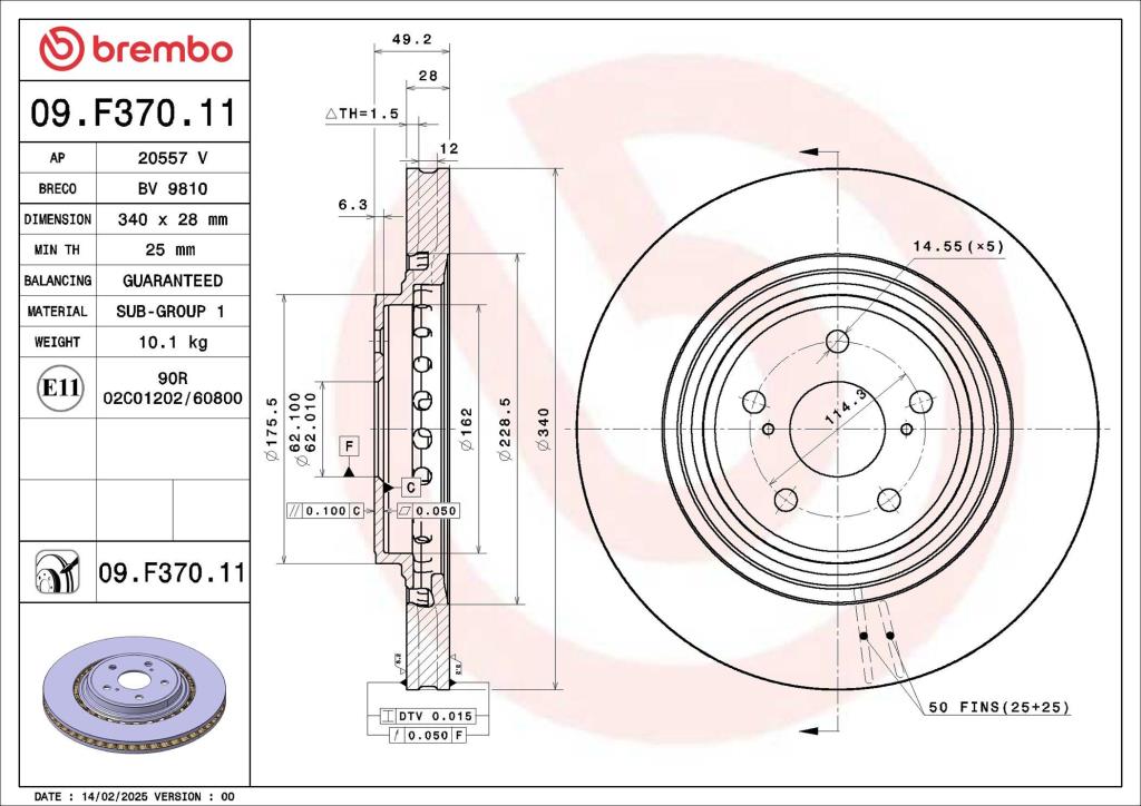 Discos de travão BREMBO 09.F370.11