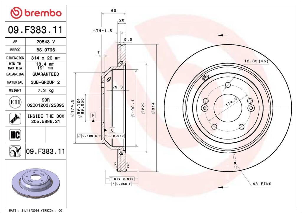 Discos de travão BREMBO ref. 09.F383.11