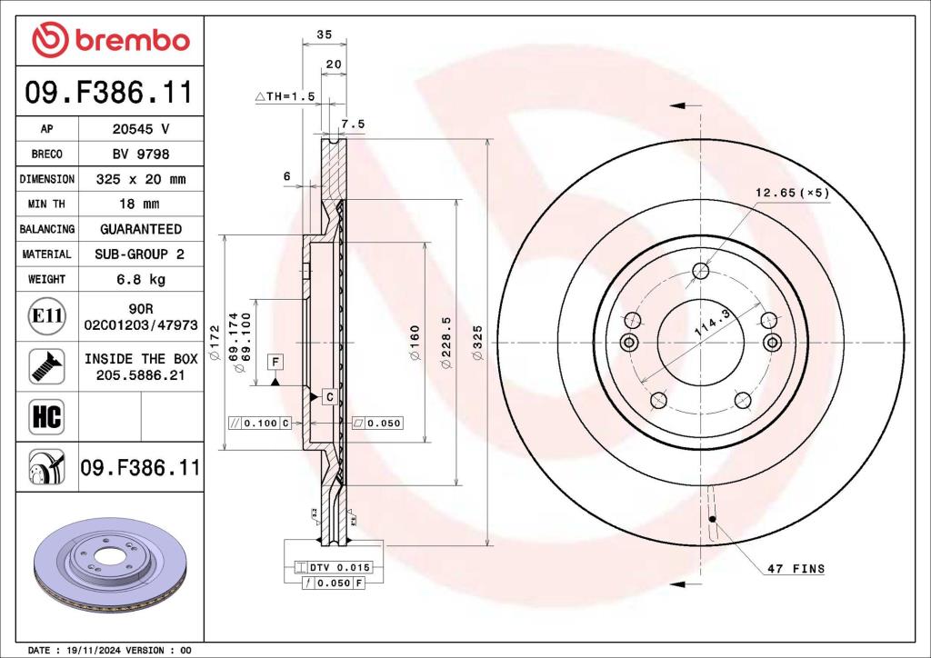 Discos de travão BREMBO ref. 09.F386.11