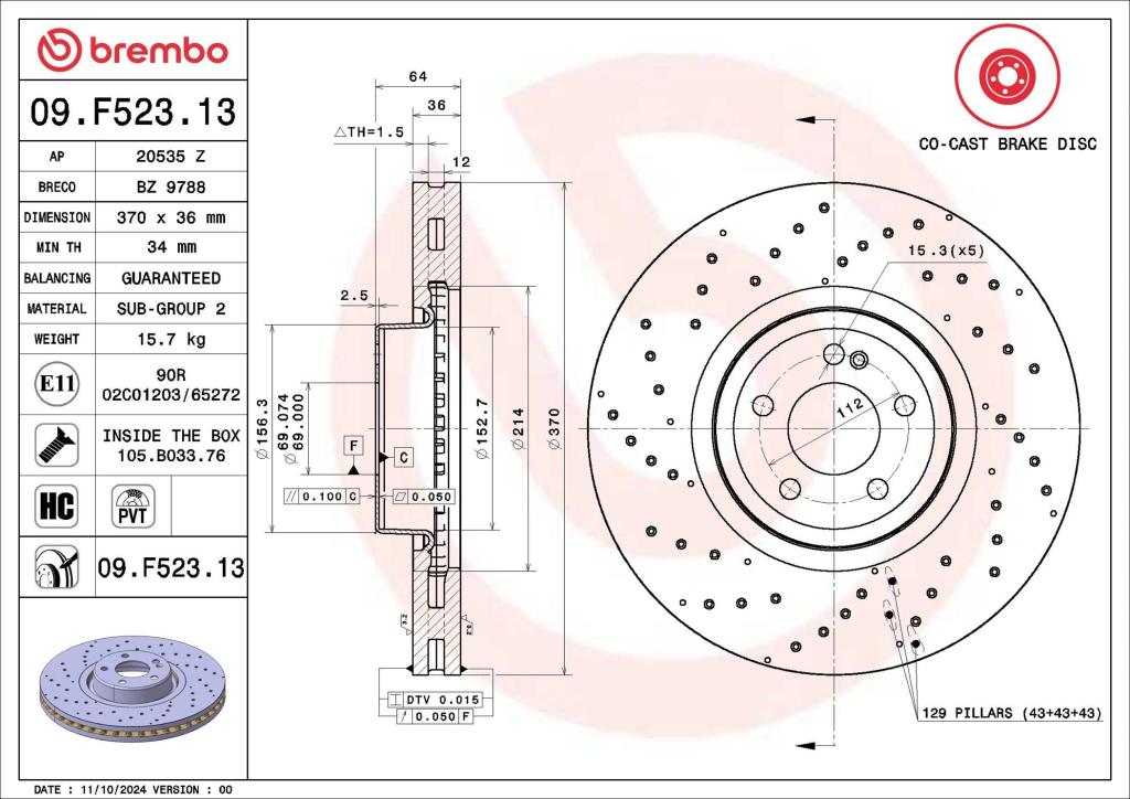 Discos de travão BREMBO ref. 09.F523.13