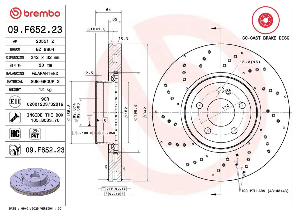 Discos de travão BREMBO ref. 09.F652.23
