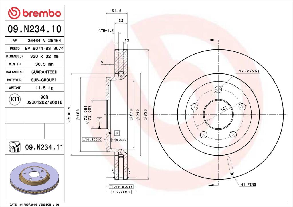 Discos de travão BREMBO 09.N234.11