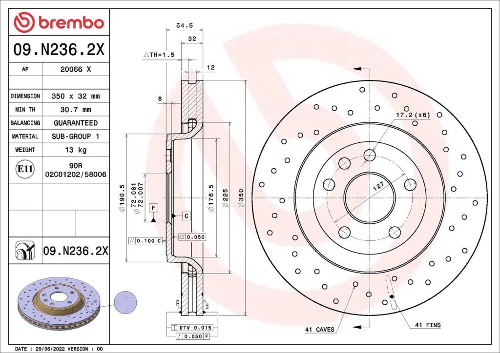 Discos de travão BREMBO 09.N236.2X