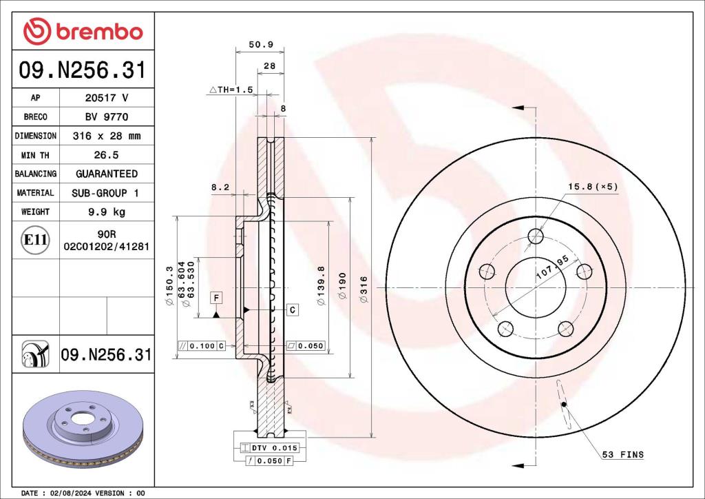 Disques de frein BREMBO 09.N256.31