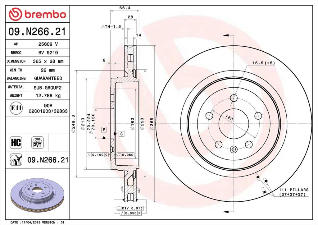 Disques de frein BREMBO ref. 09.N266.21