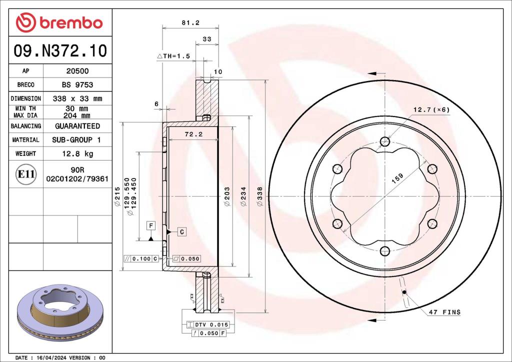 Discos de freno BREMBO ref. 09.N372.10