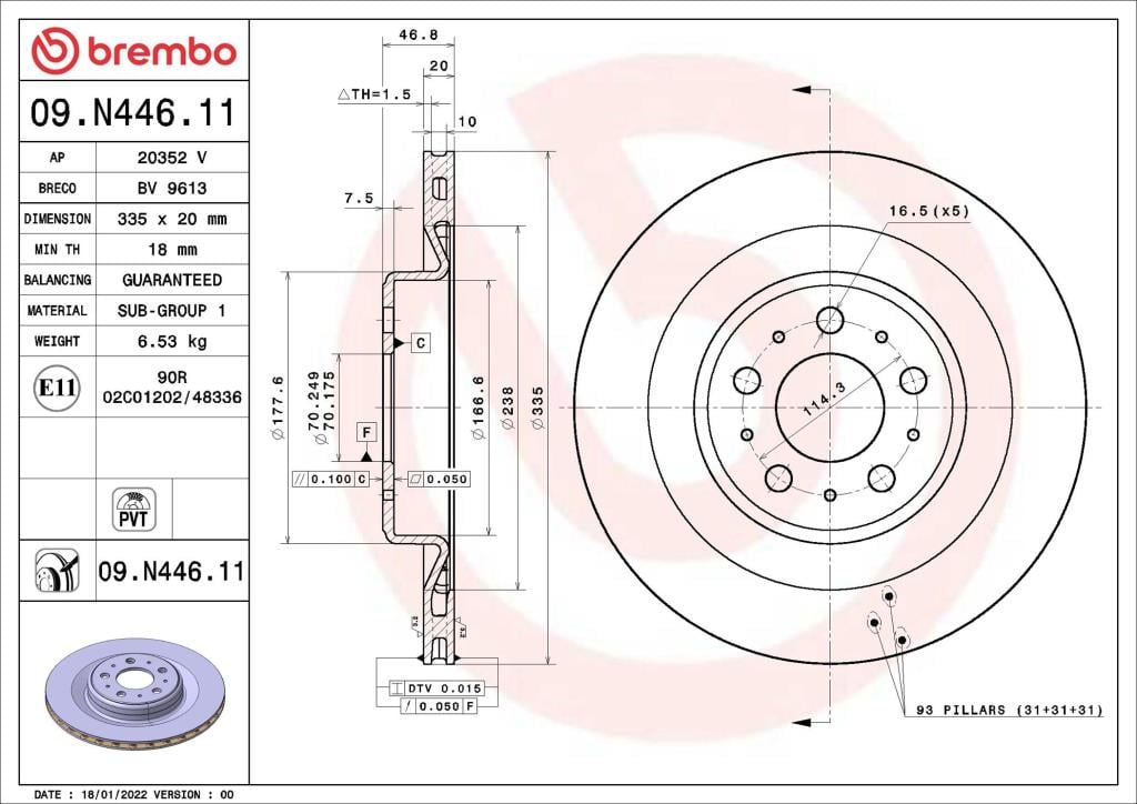 Disques de frein BREMBO ref. 09.N446.11