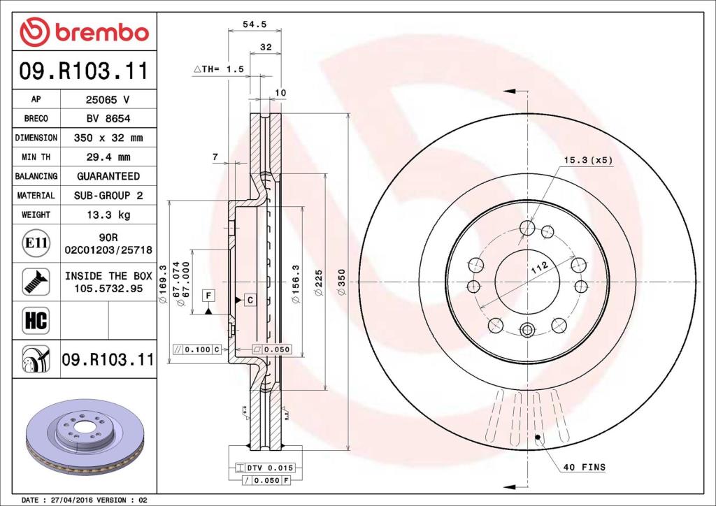 Discos de freno BREMBO ref. 09.R103.11
