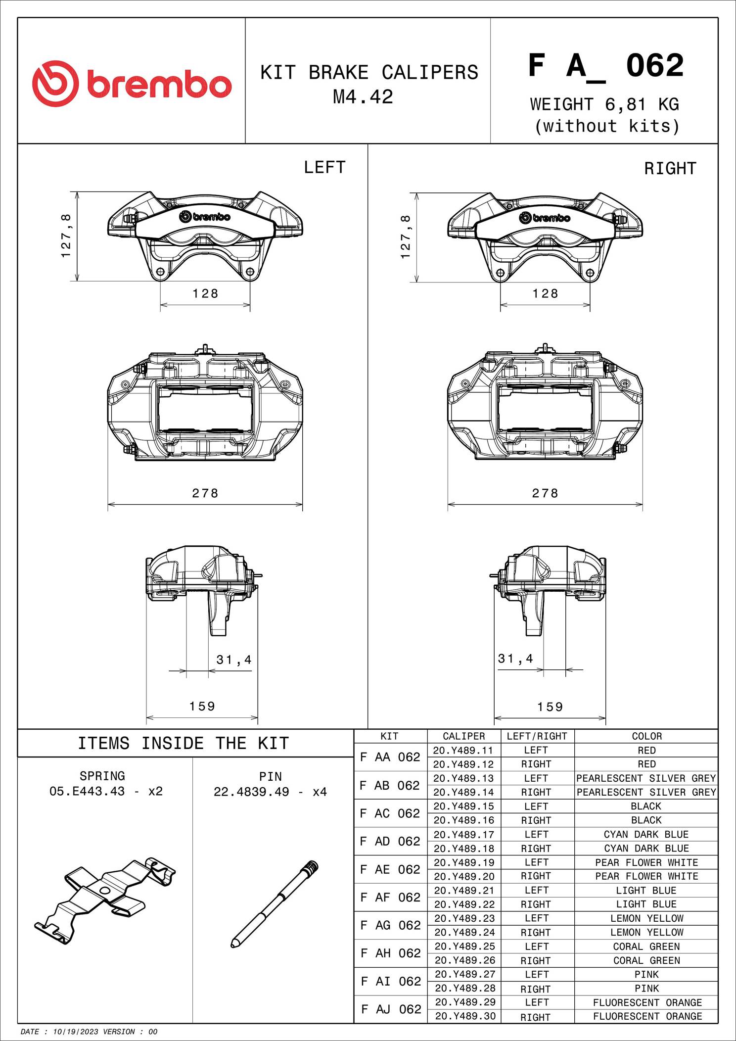 Pinça de travão BREMBO ref. F AI 062