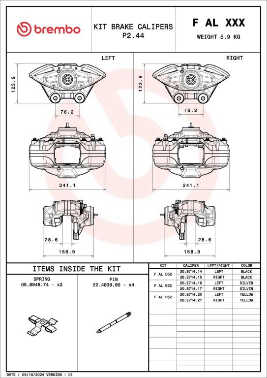 Eixo da pinça de travão BREMBO ref. F AL D52