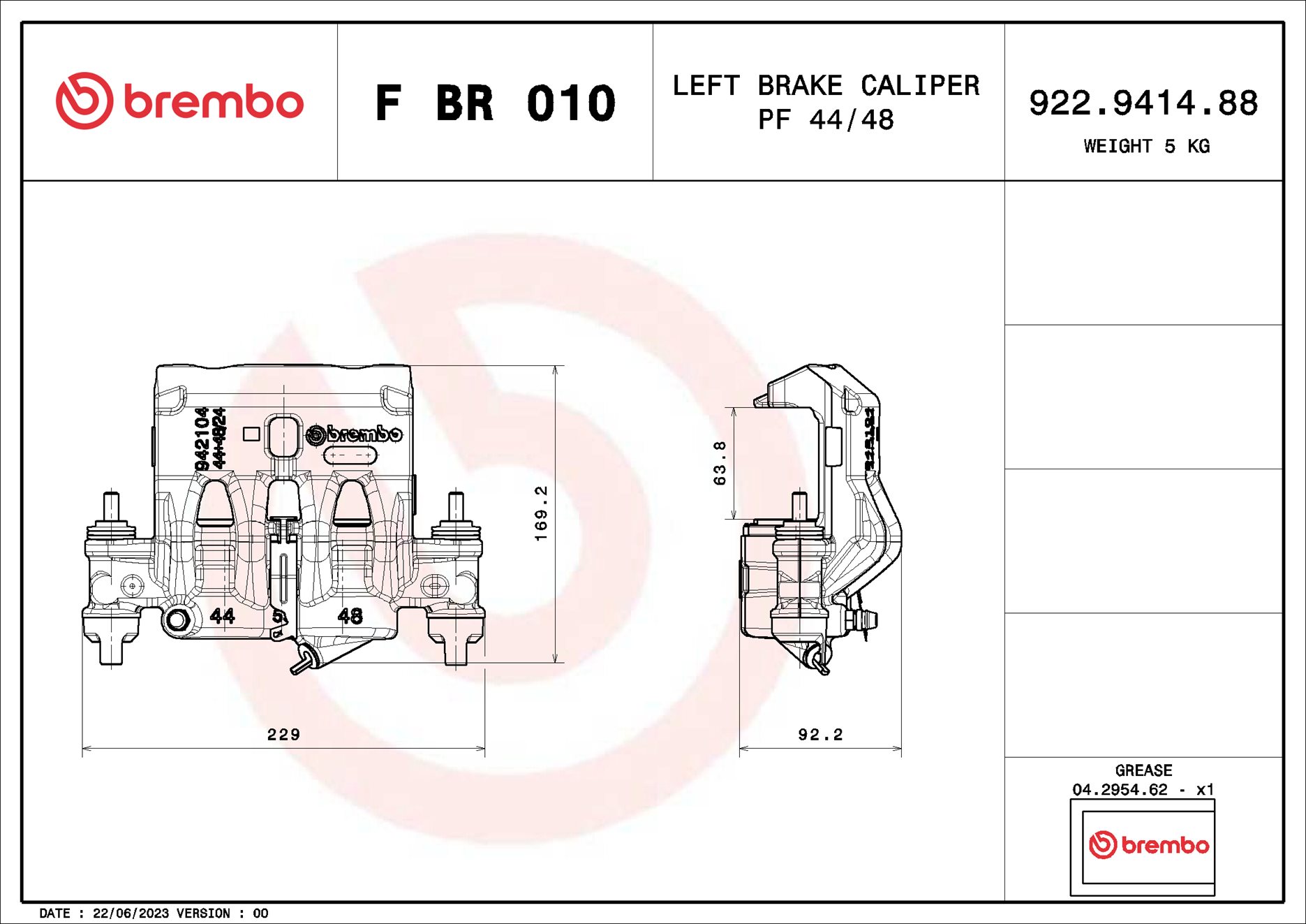 Pinça de travão BREMBO ref. F BR 010