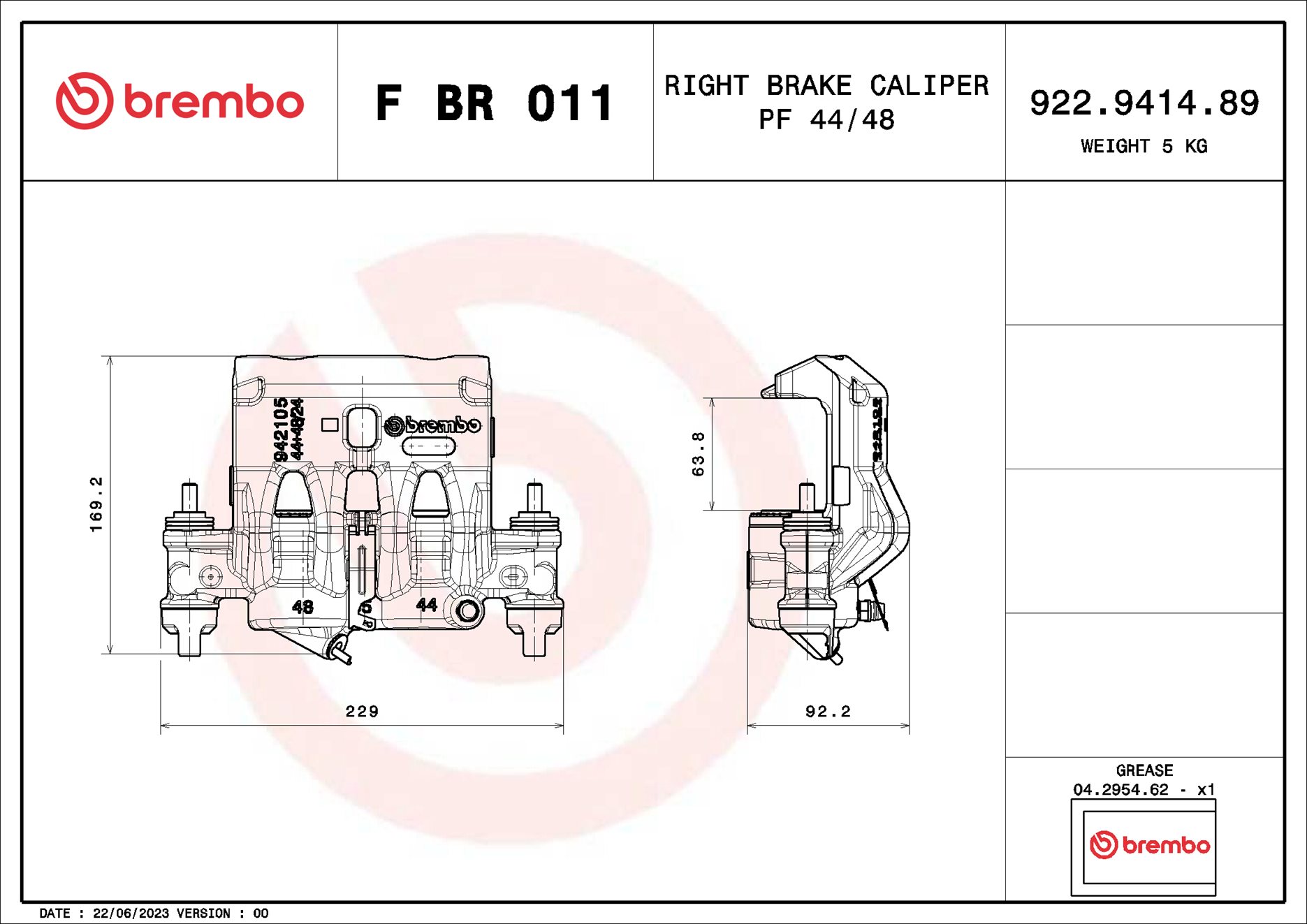 Pinça de travão BREMBO ref. F BR 011