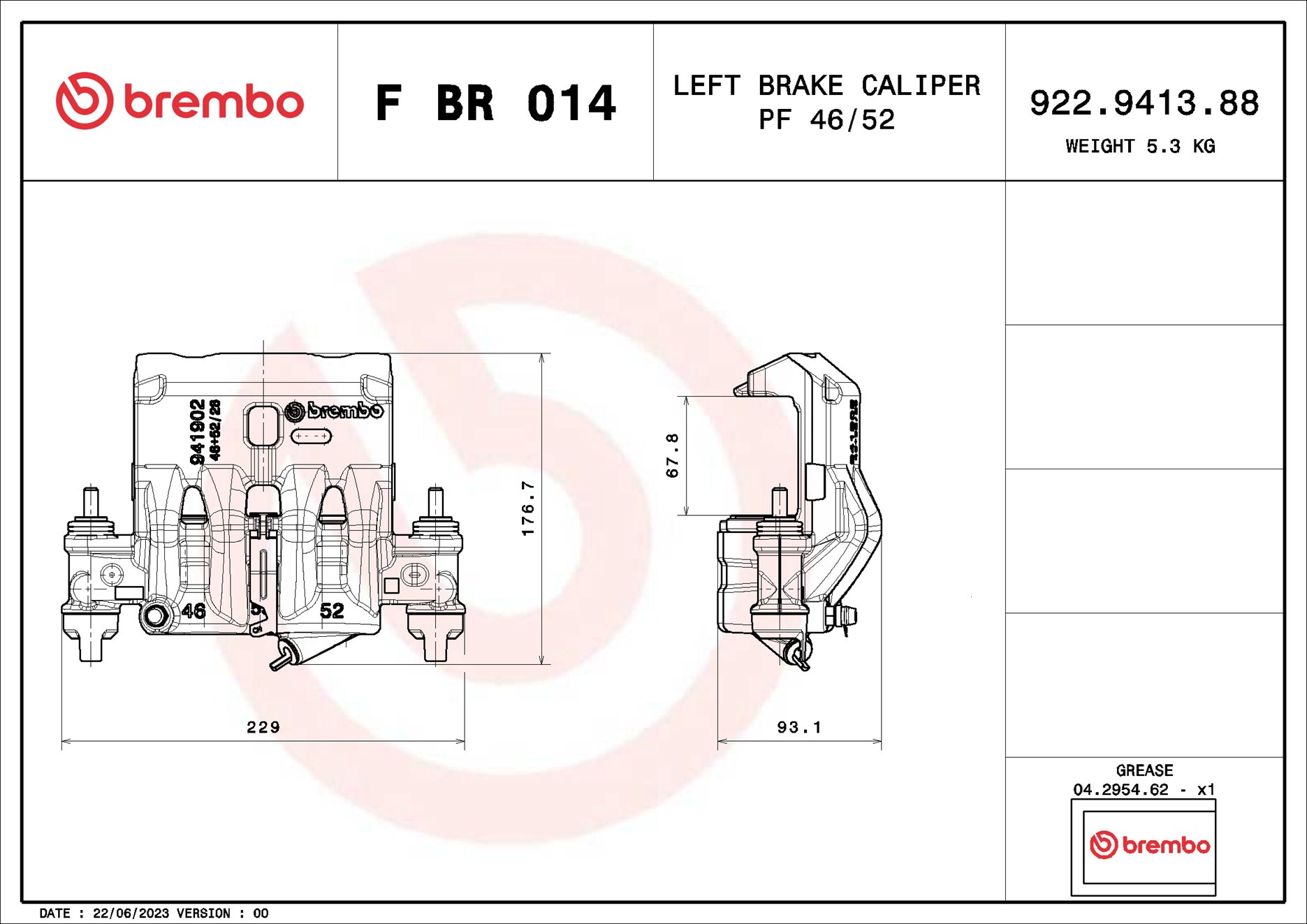 Pinça de travão BREMBO ref. F BR 014
