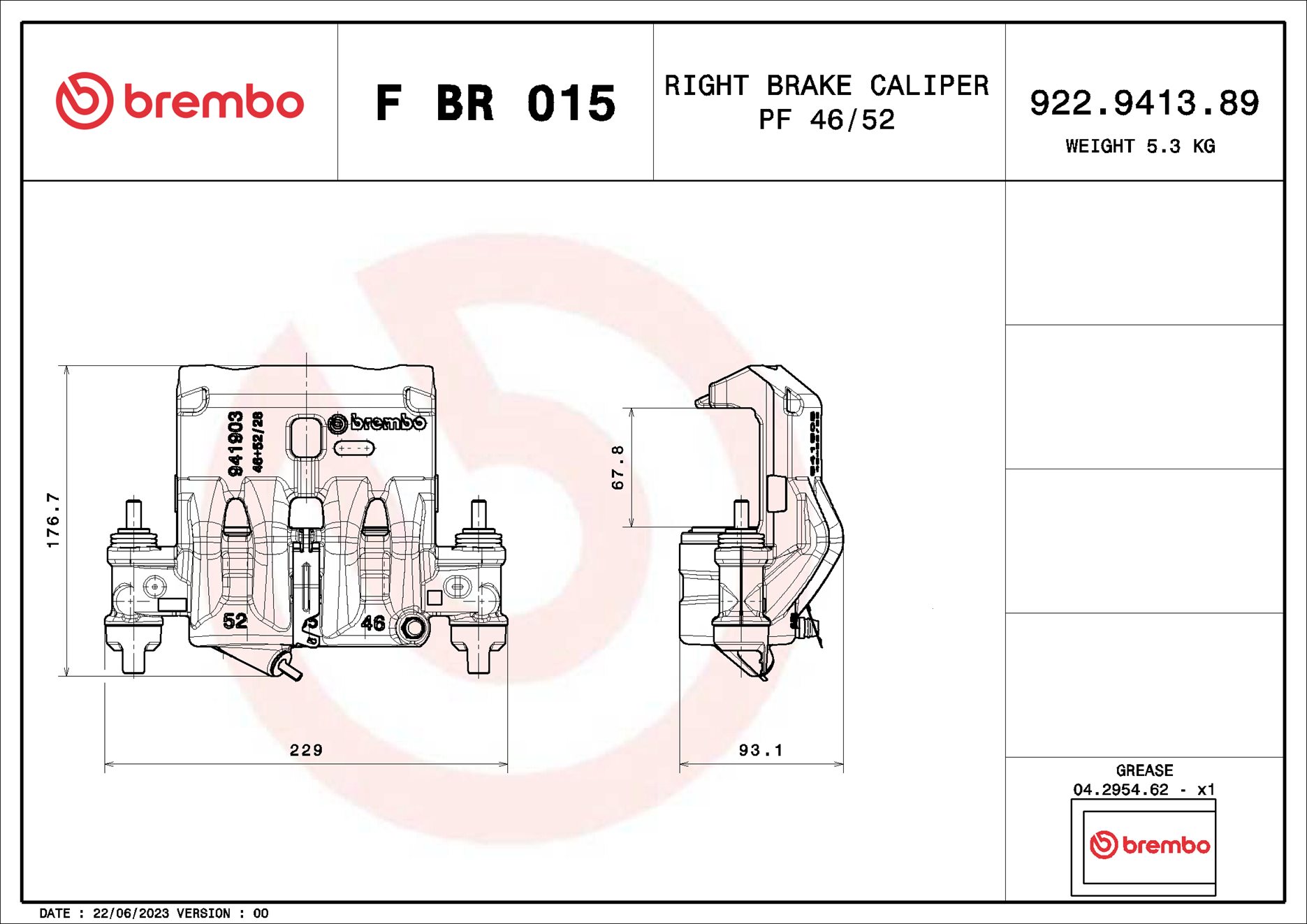 Pinça de travão BREMBO ref. F BR 015