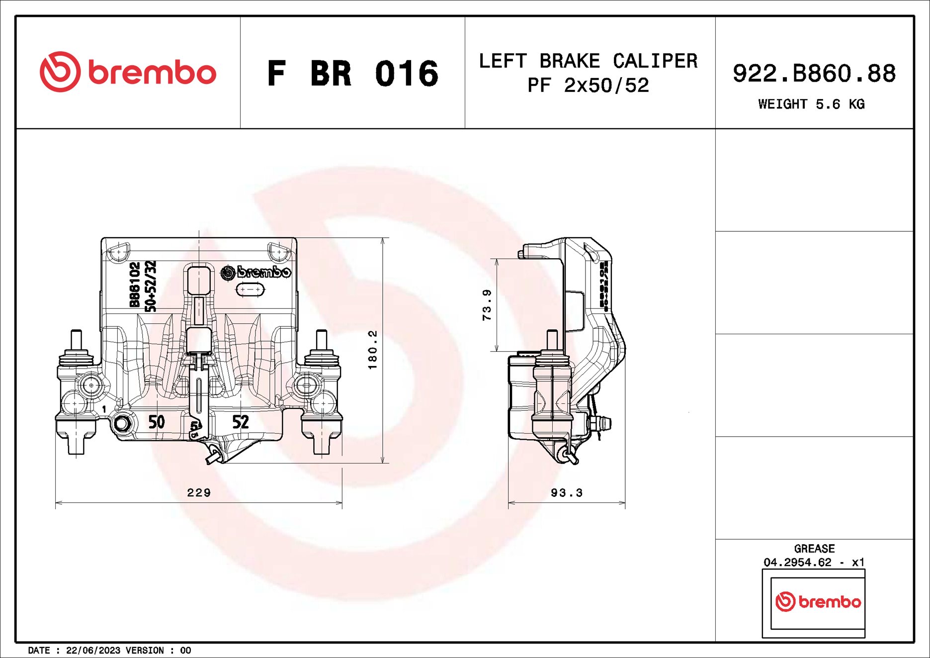 Pinza de freno BREMBO ref. F BR 016