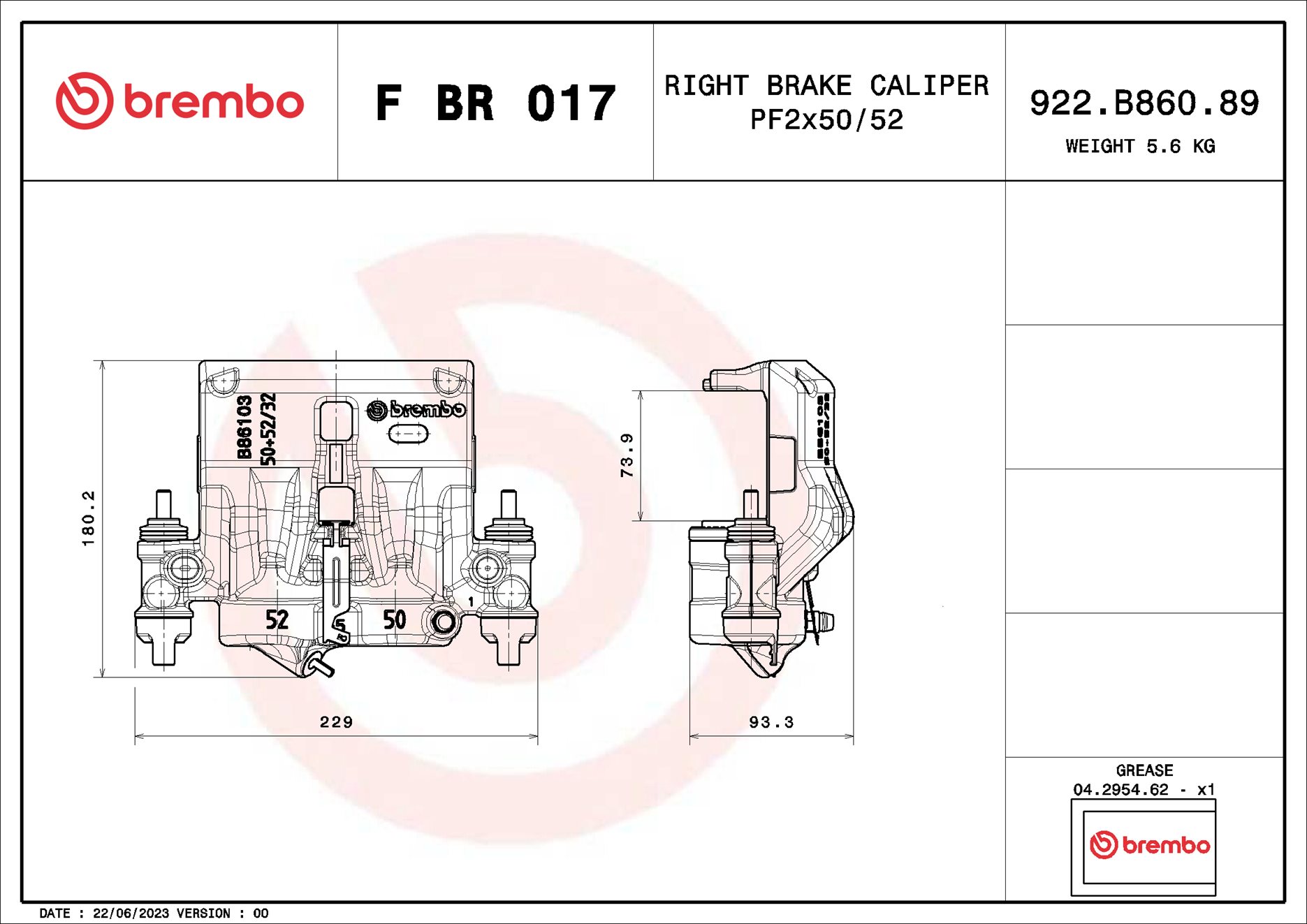 Pinza de freno BREMBO ref. F BR 017