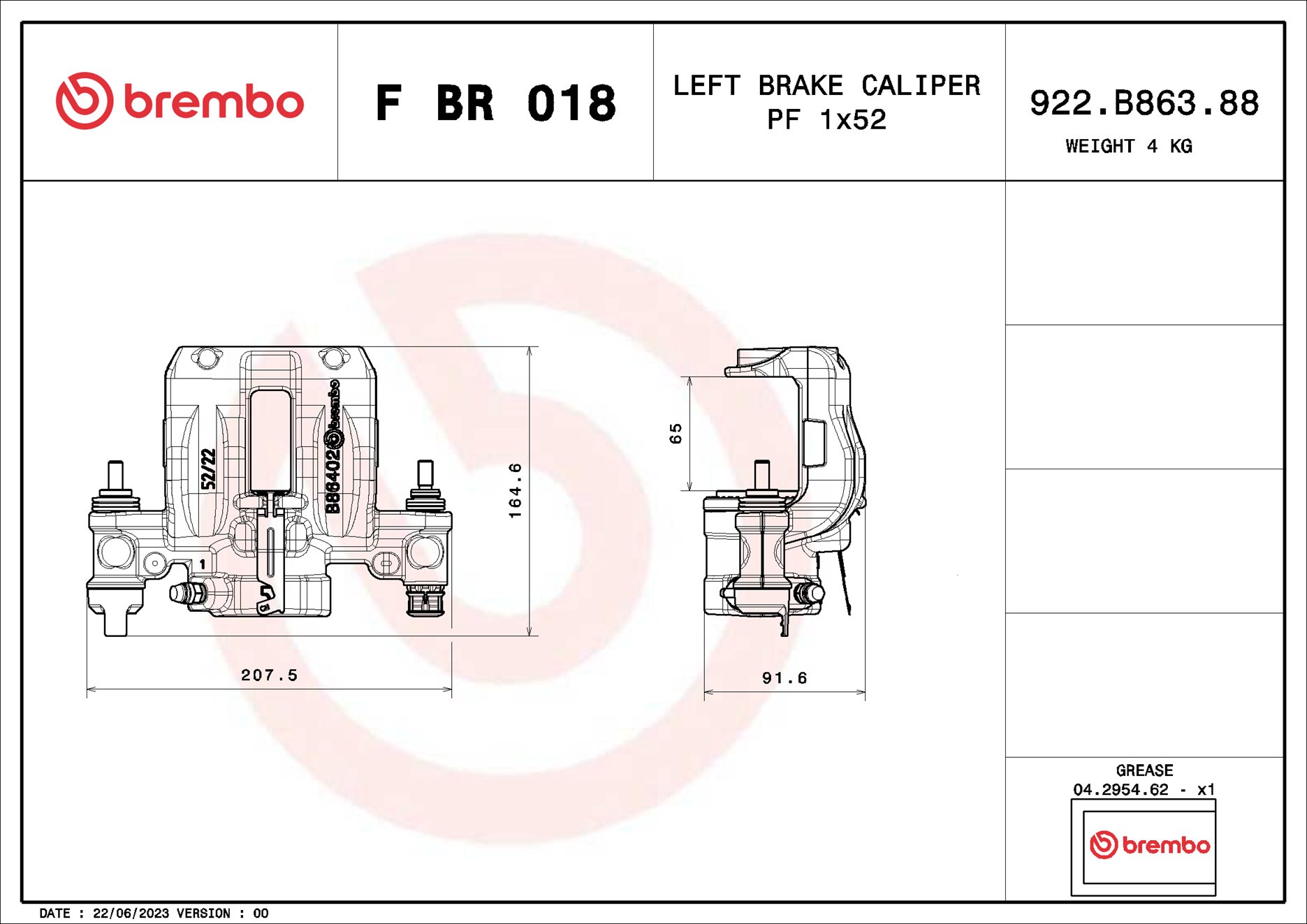 Pinza de freno BREMBO ref. F BR 018