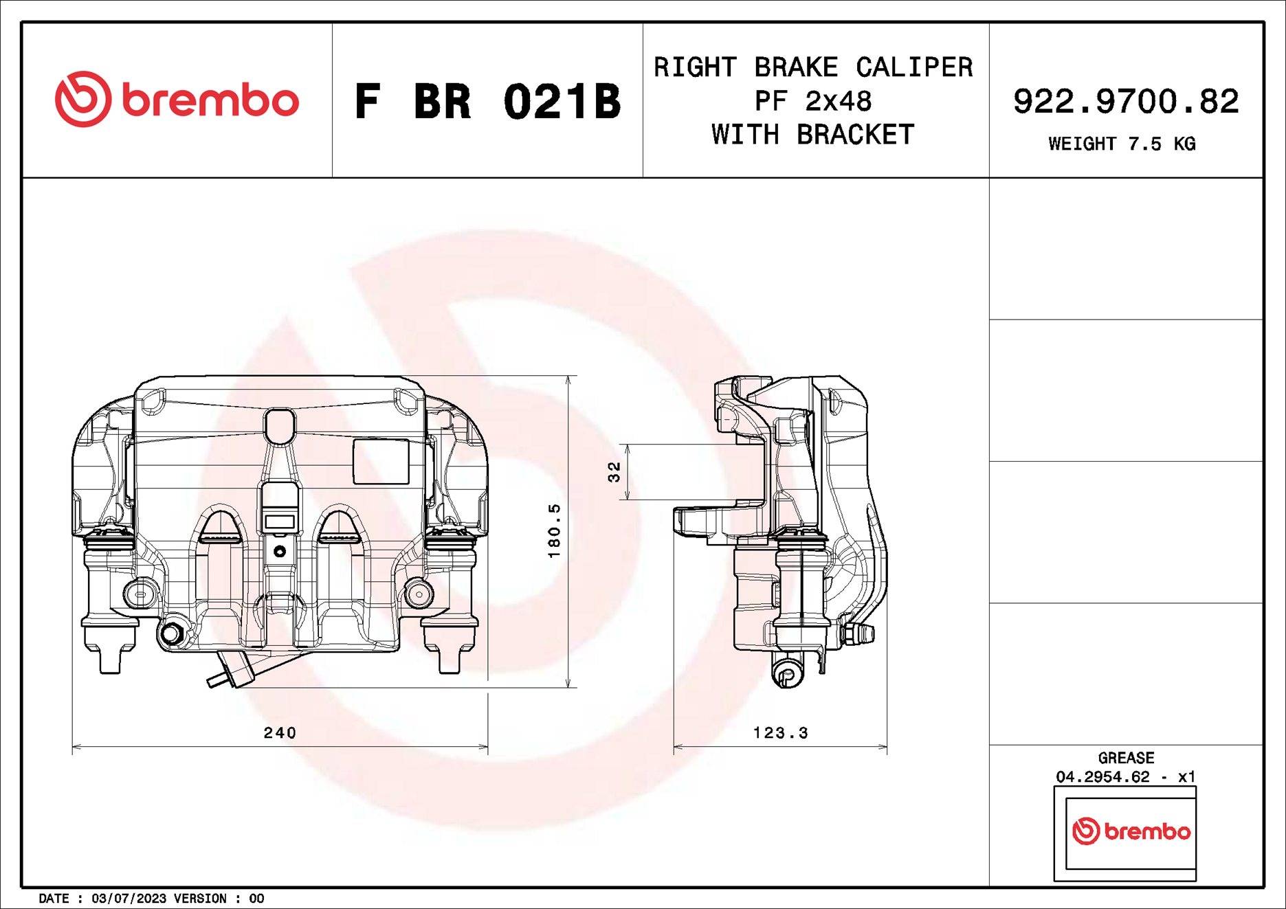 Pinza de freno BREMBO ref. F BR 021B