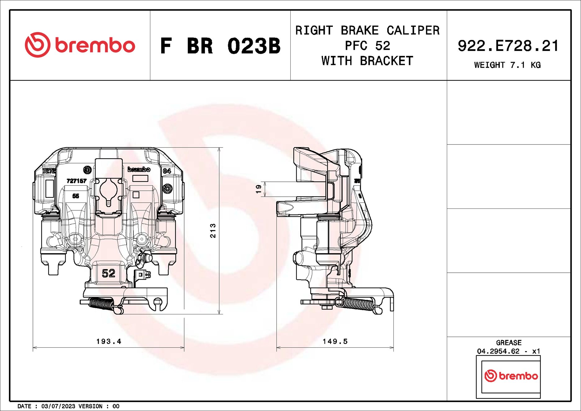 Étrier de frein BREMBO ref. F BR 023B
