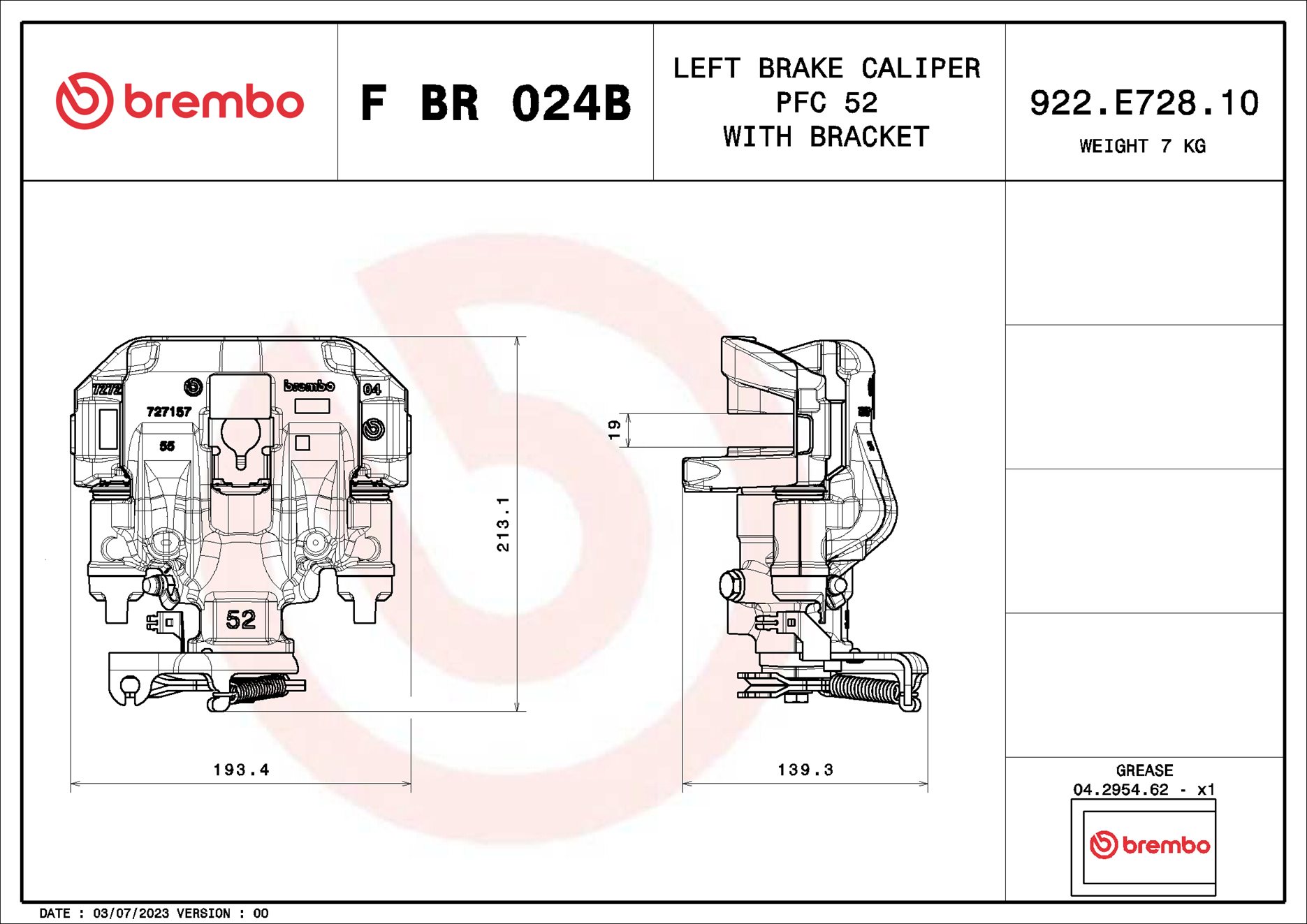 Pinza de freno BREMBO ref. F BR 024B